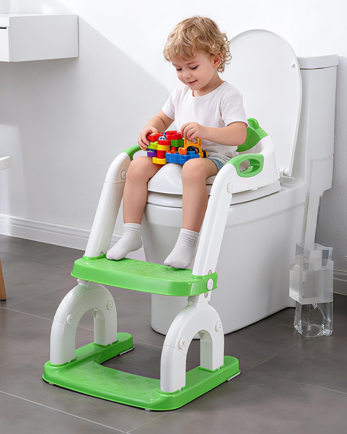 Toilettentrainer mit Treppe, höhenverstellbar, Grün