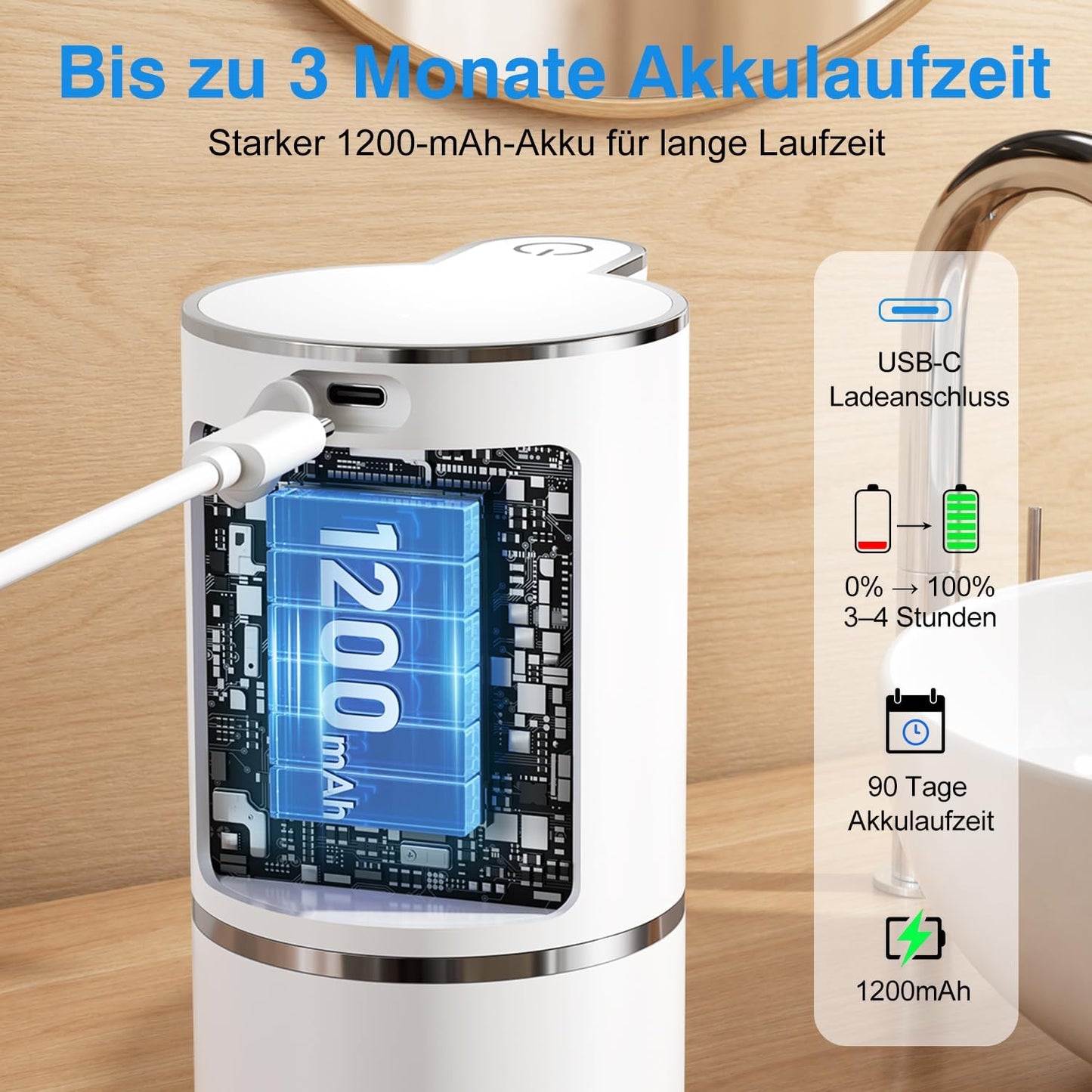 Automatischer Flüssigseifenspender mit Sensor, Perlweiss Flüssigetyp