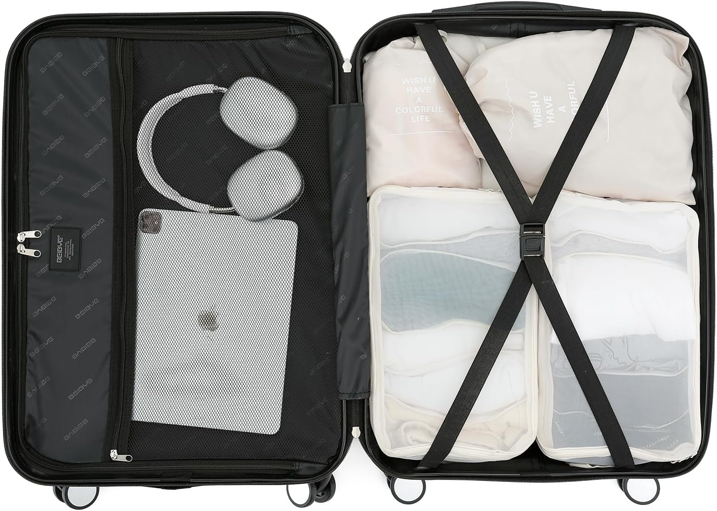 Hartschalen-Kofferset mit Beautycase (2-teilig), M-56cm + S (Beautycase)