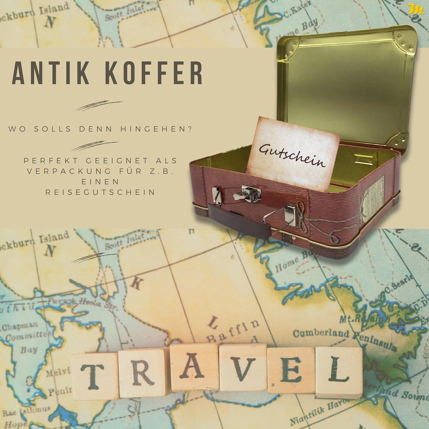 Antik Koffer Keksdose mit Schnappschloss, Antik Koffer