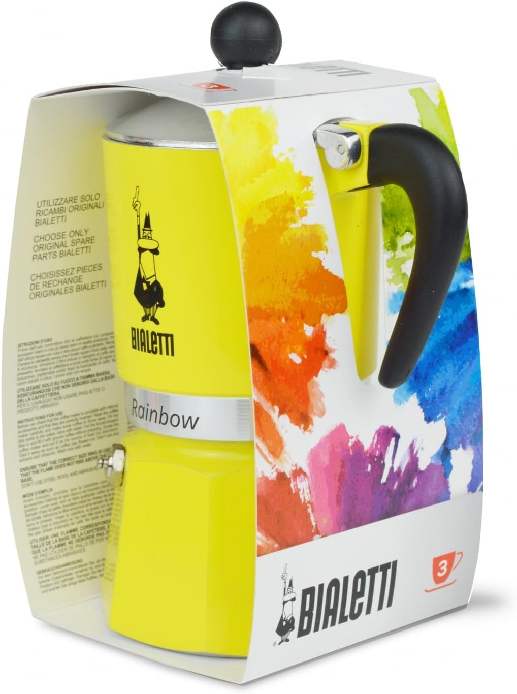 Rainbow - Espressokocher für 3 Tassen, Gelb 3 Tassen