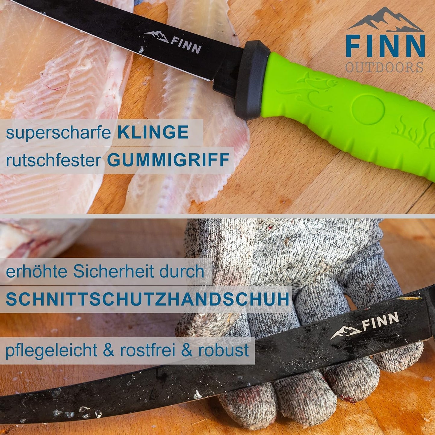 Filetiermesser-Set, grün