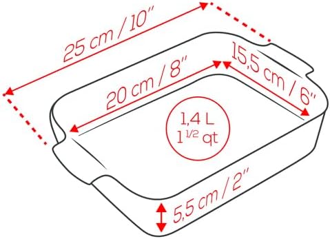 Rechteckige Auflaufform aus Keramik, 25 cm Hellblau