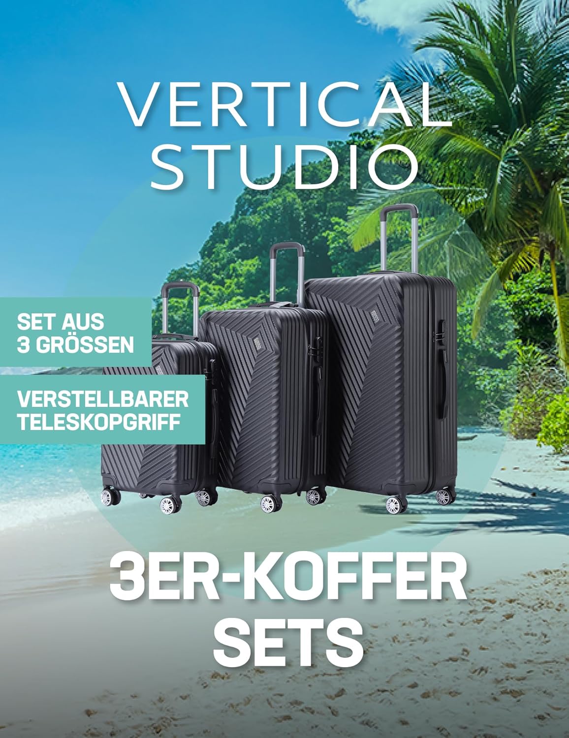 3-teiliges Koffer-Set, Blau Stavanger