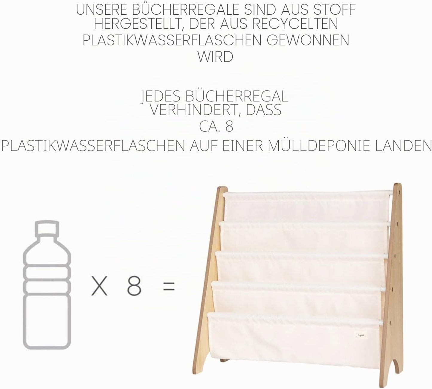 Kinder Bücherregal aus Holz, Montessori Regal, Hellgrau