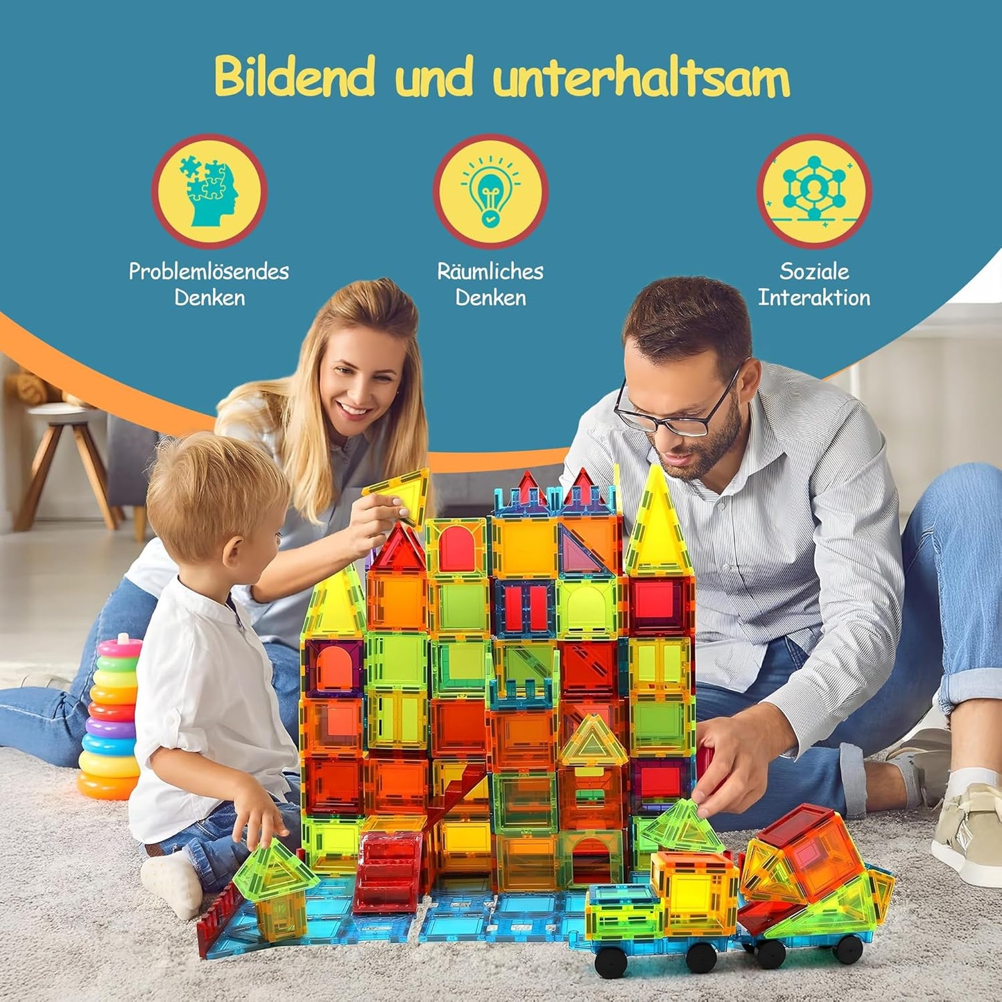 Magnetische Bausteine, 120 Magnetic Tiles