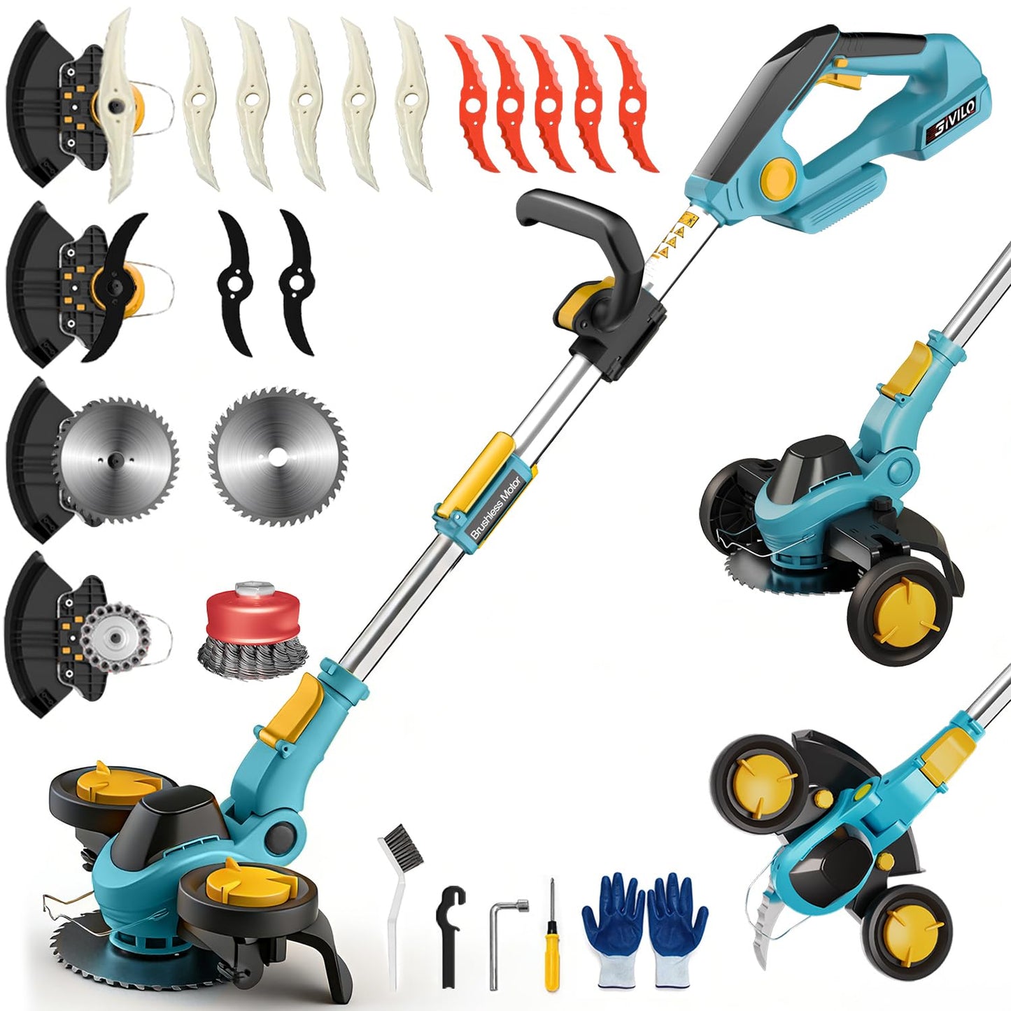 Akku-Rasentrimmer Set, Blau