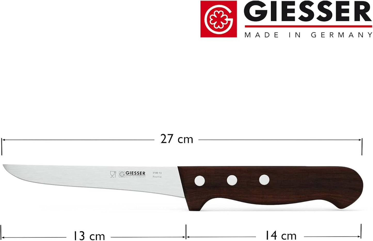 Ausbeinmesser mit rutschfestem Holzgriff (13 cm), Kotibe 13 cm Ausbeinmesser