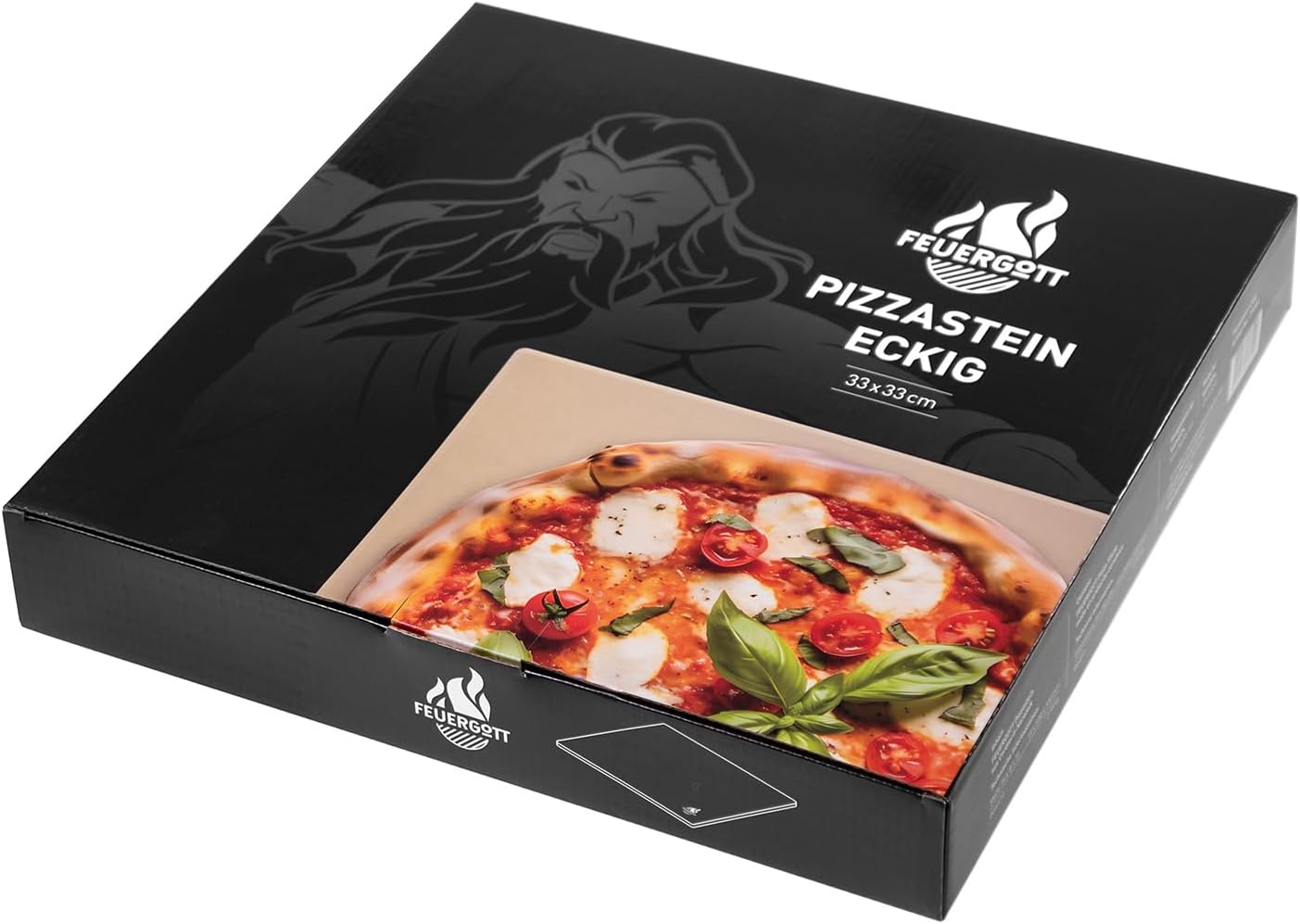 Pizzastein Cordierit 33 cm quadratisch für Ofen & Grill, 33 cm quadratisch