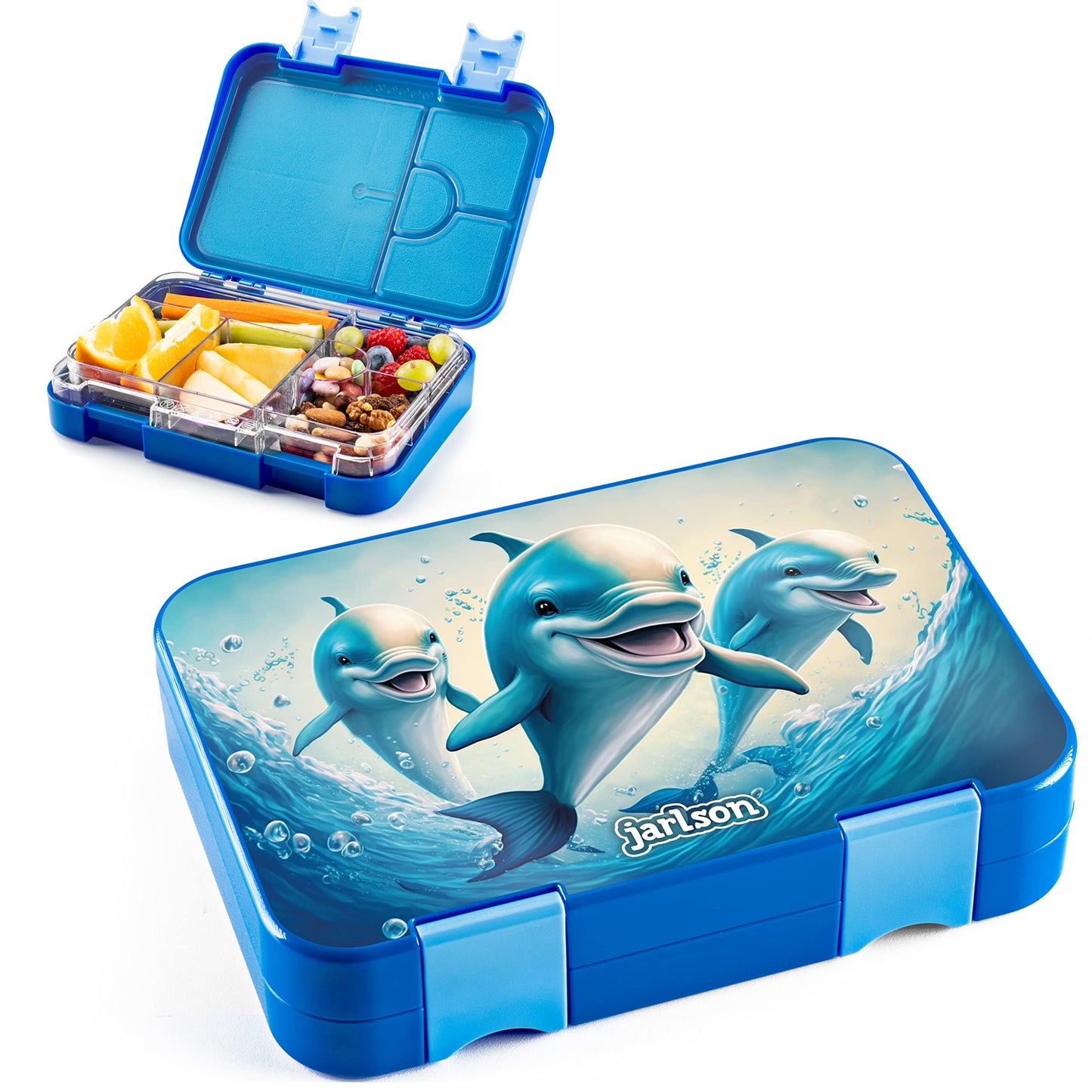 Auslaufsichere Bento Lunchbox mit Trennfächern Toni, Delfine