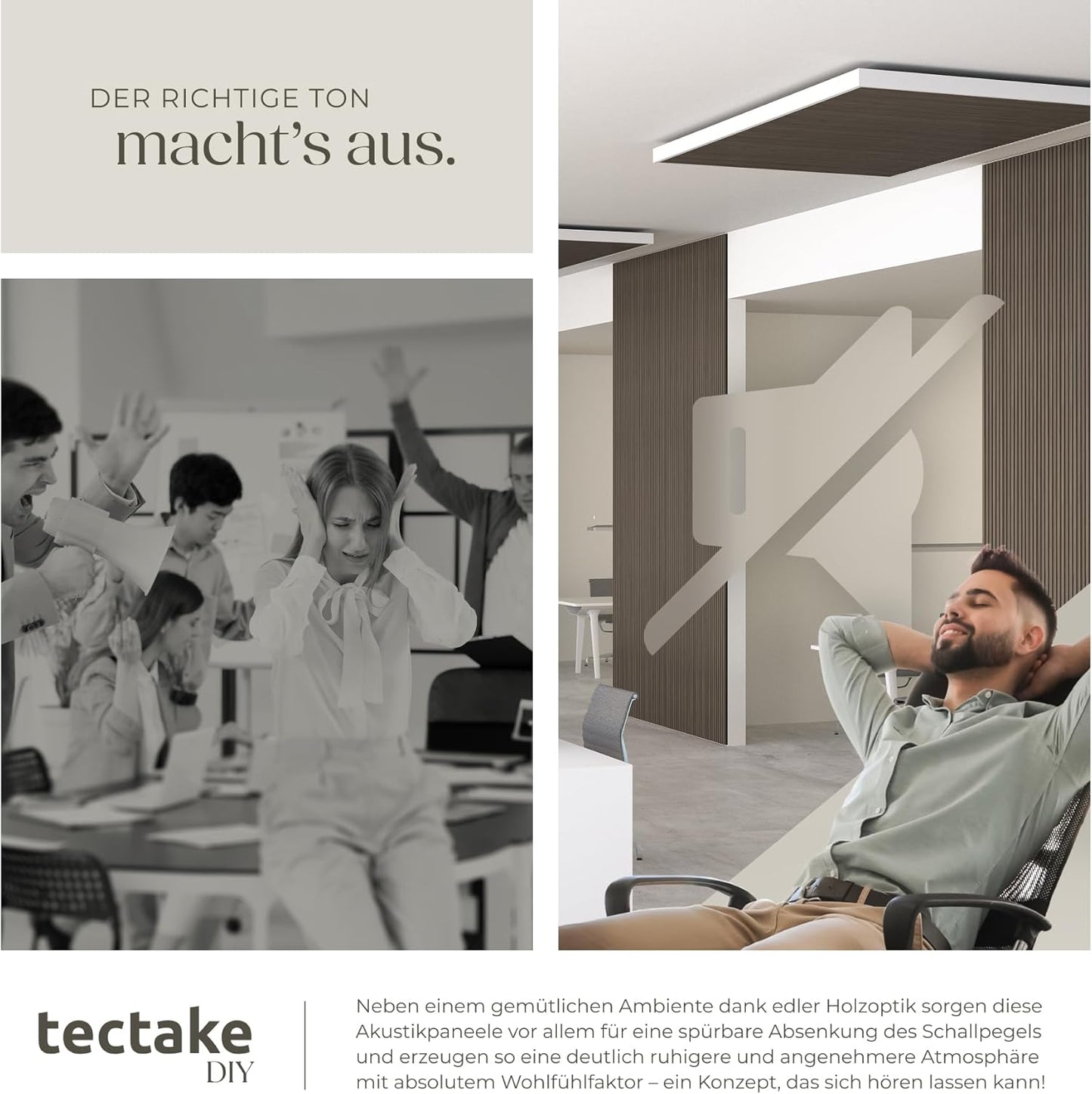 Akustikpaneele Set, 2er Set Eiche Grau