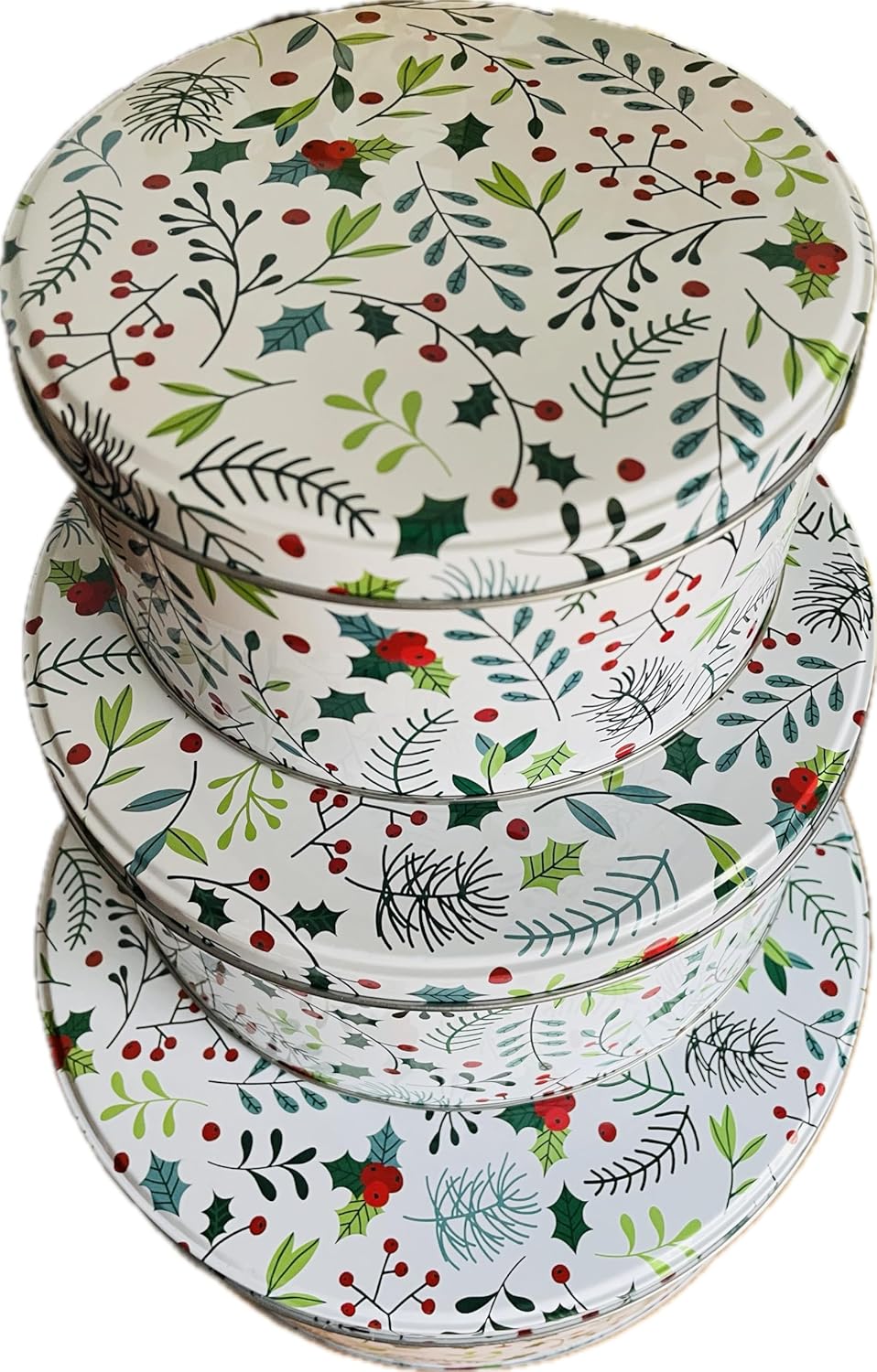 Weihnachts-Keksdosen-Set aus Blech (3-teilig), Weiss-bunt