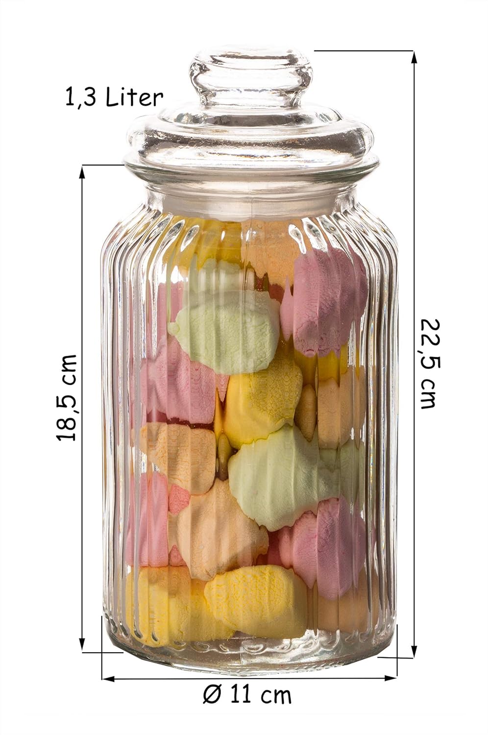 6er-Set Bonbongläser mit Deckel, 6x 1,3 L