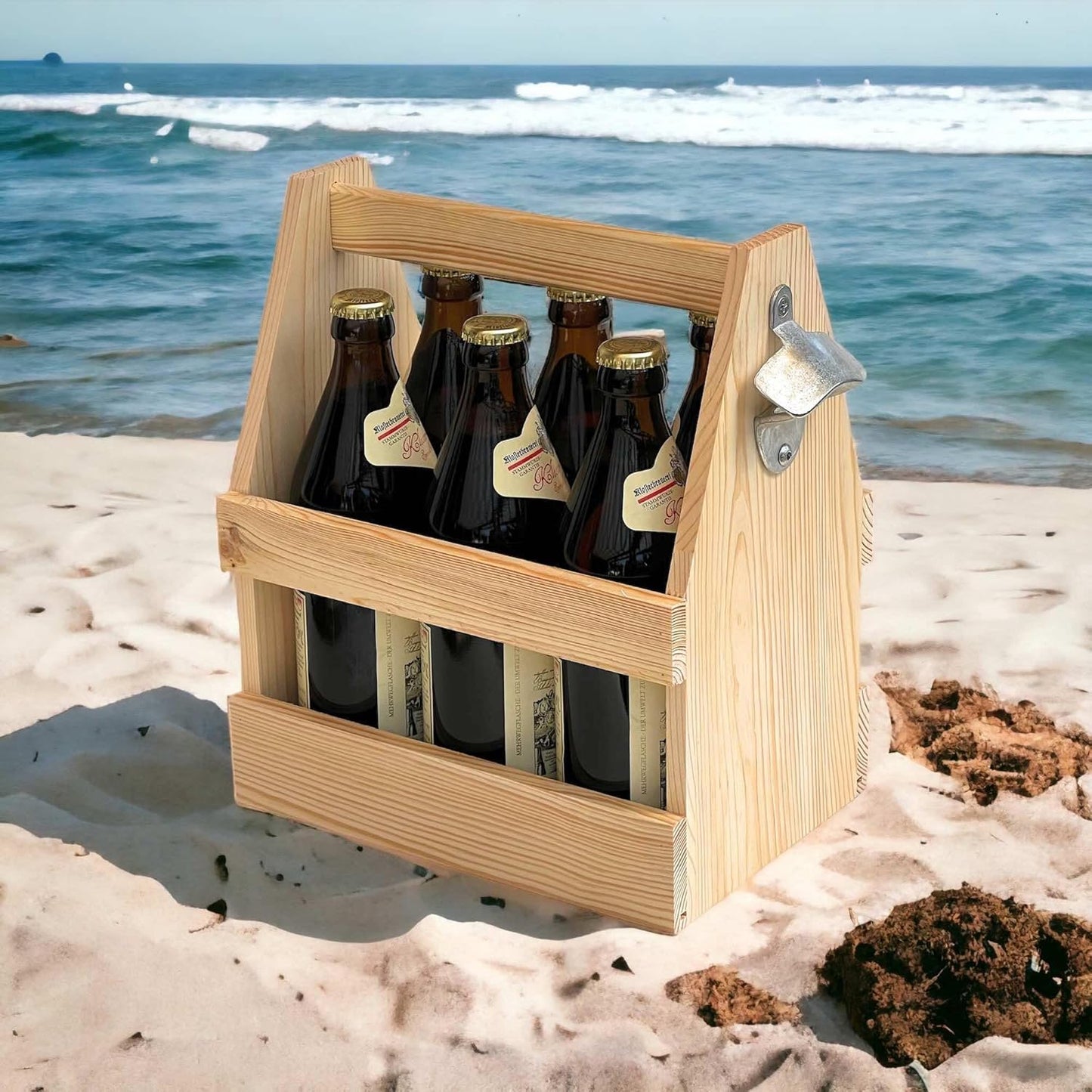 Bierträger für 6 Flaschen mit Öffner