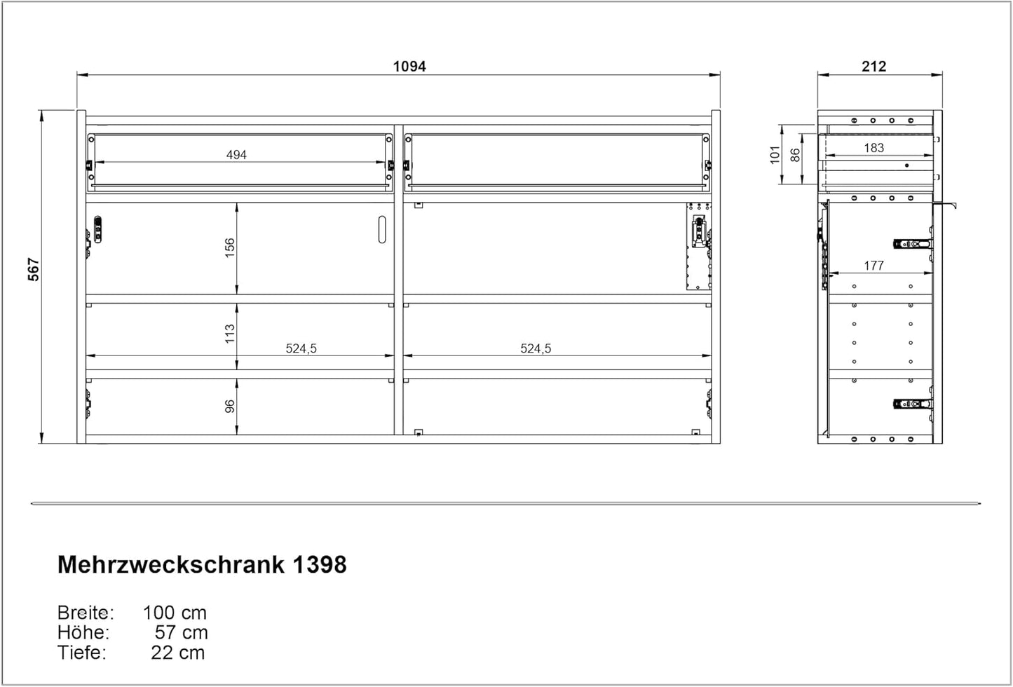 Hängender Schuhschrank Ameca, Schuhschrank Breit Taupegrün/Eiche
