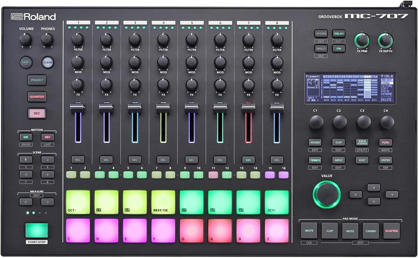 MC-707 Groovebox Sequenzer & Sampler + Laptopständer