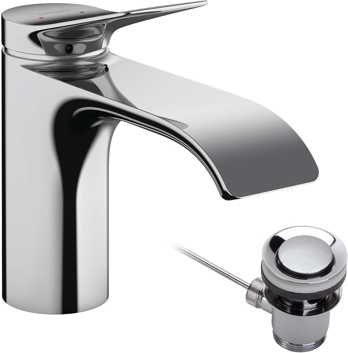 Vivenis Waschtischarmatur mit EcoSmart, Chrom Auslaufhöhe 80mm mit Zugstangen-Ablauf