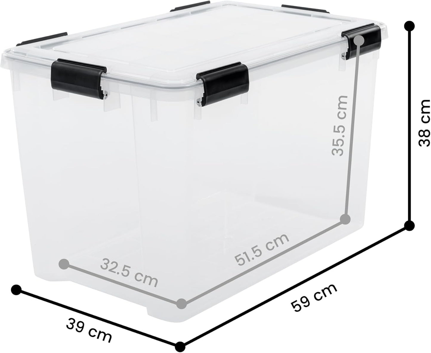 Kunststoff-Aufbewahrungsboxen mit Deckel, Transparent 70L x2