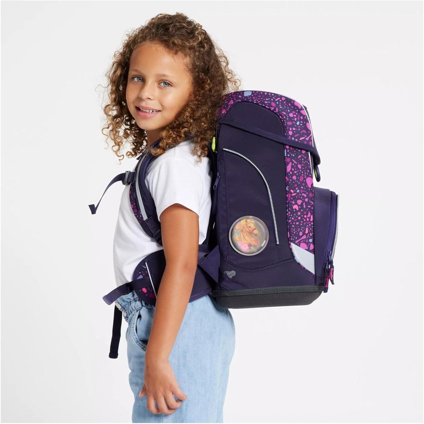 Ergonomischer Schulrucksack-Set, 5-teilig, Pferdeflüstbärer, Einheitsgröße Pferdeflüstbärer - Dunkelblau