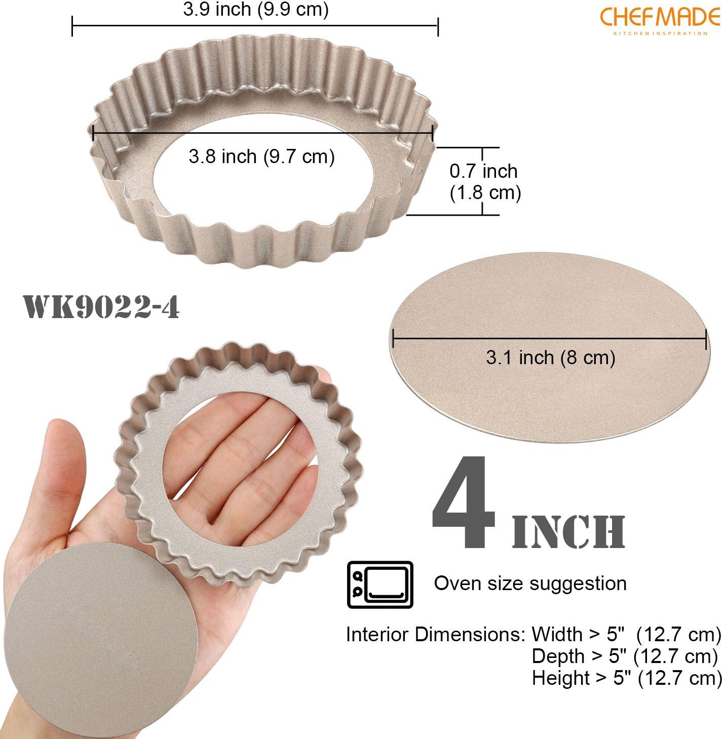 4er-Set Mini-Quicheformen, 4" Runde 4Pcs