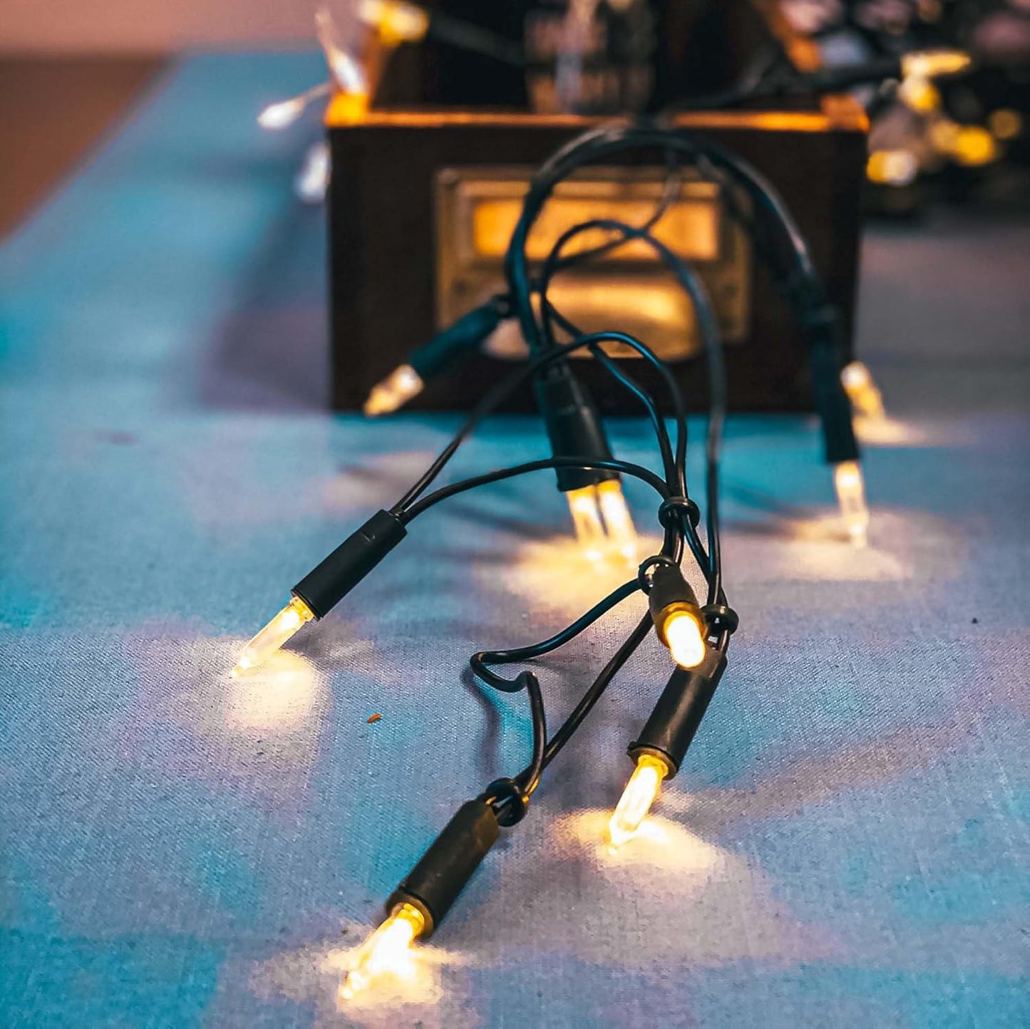 Lichterkette innen 35er für Weihnachtsbaum, Grünes Kabel - Transparente Lampe 35 Lichter / beleuchtet 5,1m