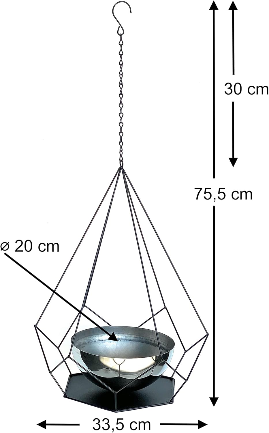 Metall-Blumenampel mit Topf