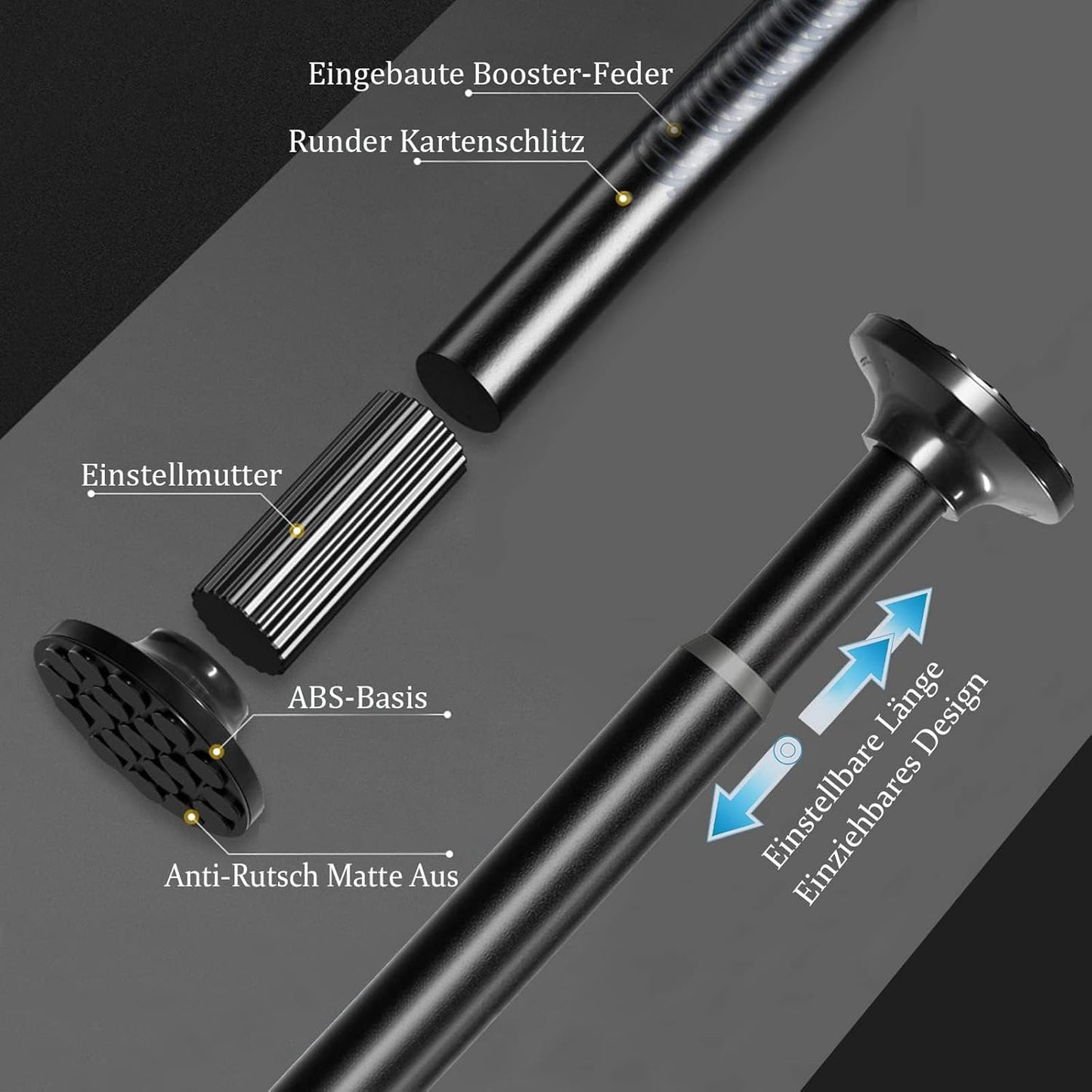 Teleskopstange für Duschvorhang, 50-80cm Schwarz