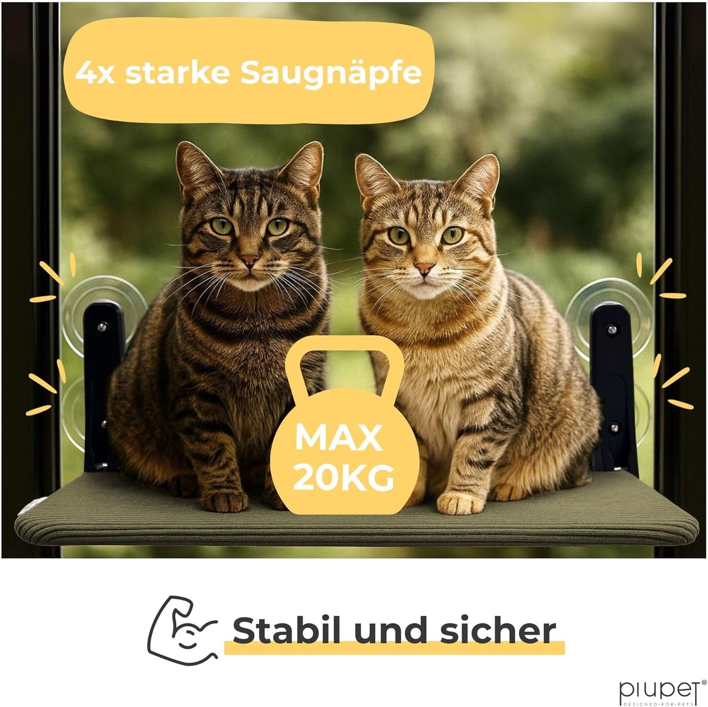 Schwebende klappbare Katzenfensterliege mit Saugnäpfen, Grün Gross