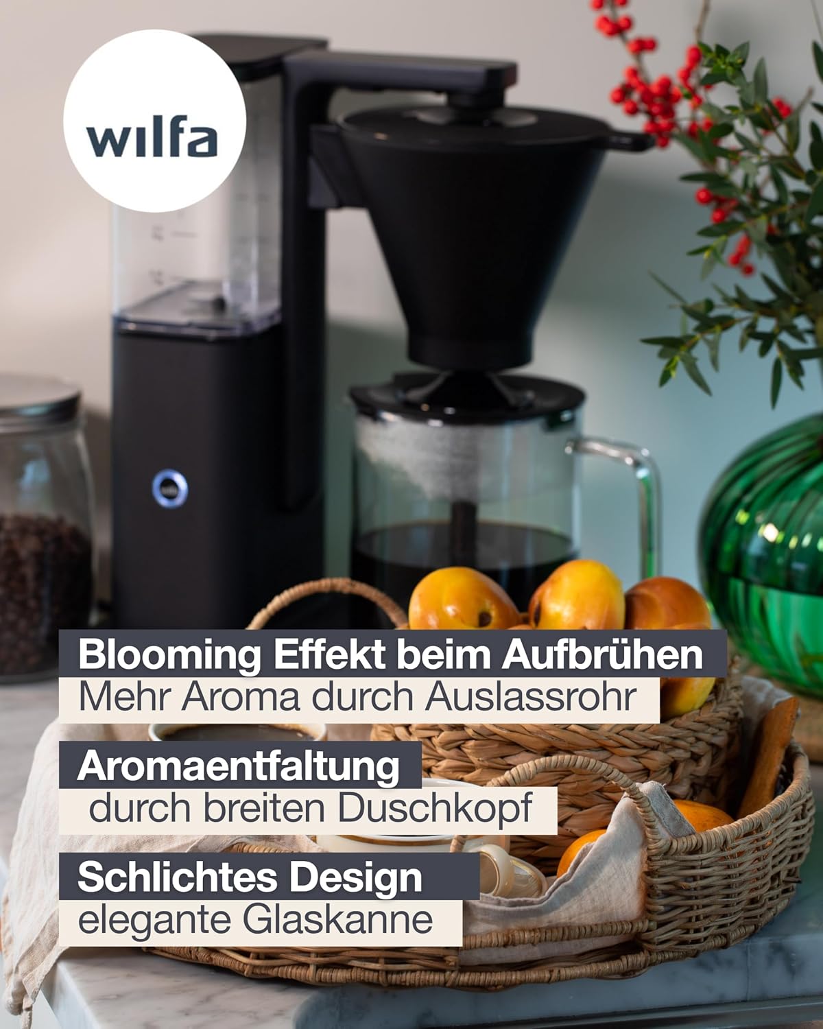 Zense Filterkaffeemaschine mit Brewfresh Technologie, Manuell Kunststoff Schwarz
