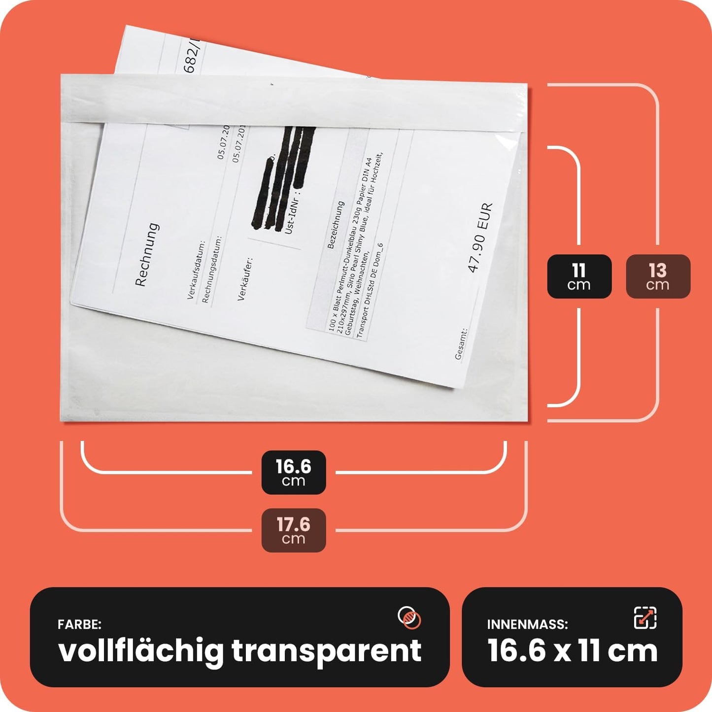 C6 Lieferscheintaschen transparent, selbstklebend (1000 Stück), 1000 Stück