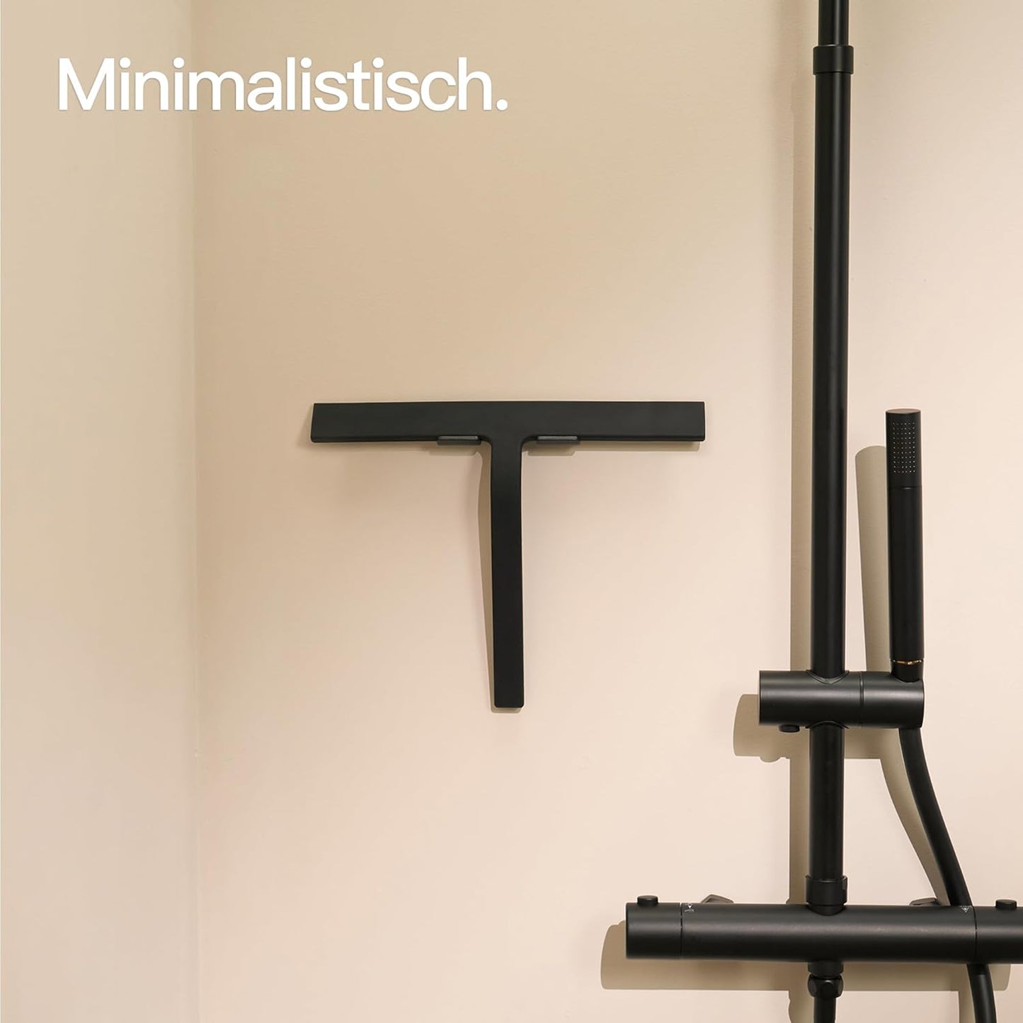 Duschabzieher mit Halterung, Silikon, 28 cm, Schwarz 28 cm