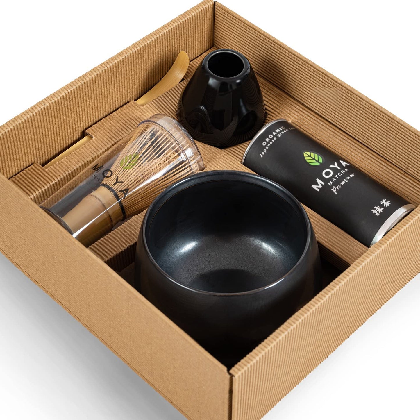 Matcha Teezeremonie-Set (5-teilig), 5-teiliges Premium Matcha Set schwarzer Schale
