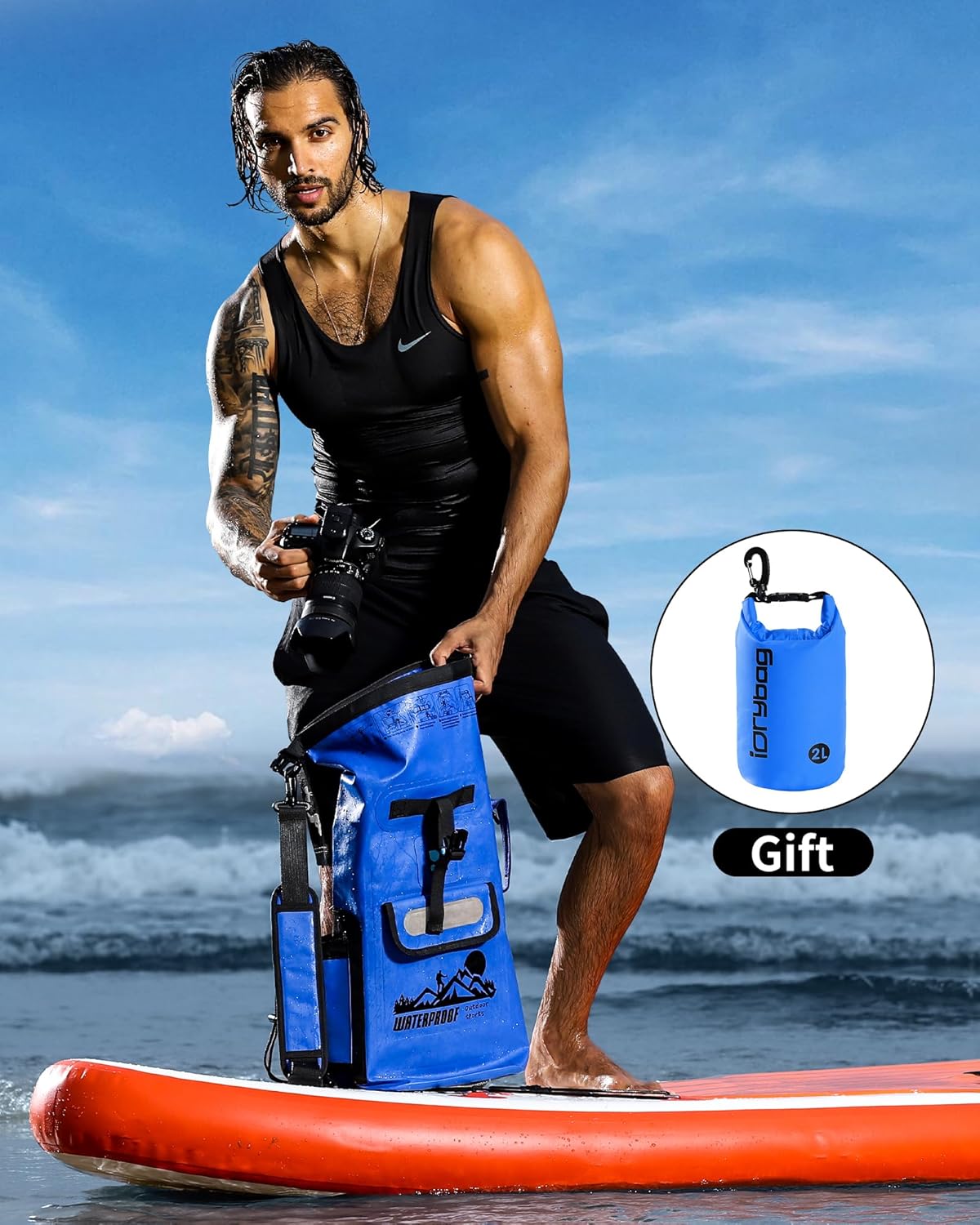 Wasserdichter Rucksack, 30L, Blau 30L