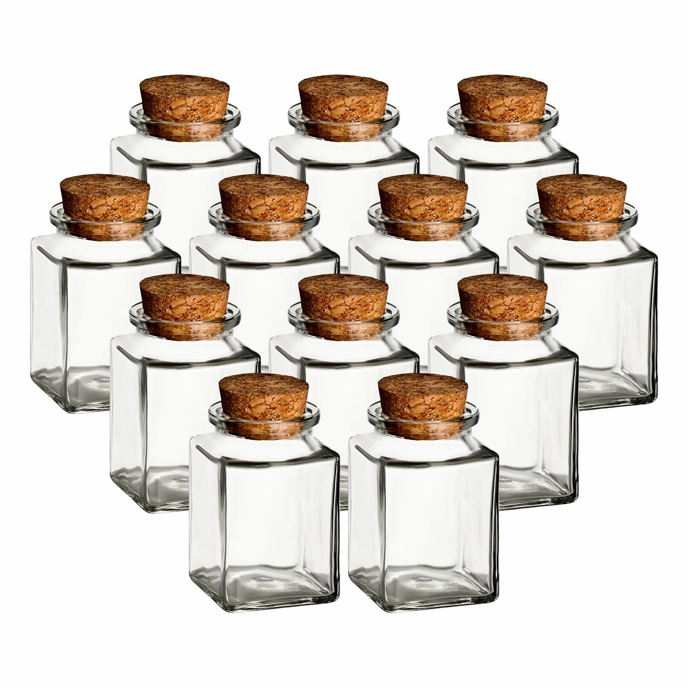 Gewürzgläser-Set mit Korken (12 Stück, 120 ml), Transparent/Braun 12 Stück/120ml