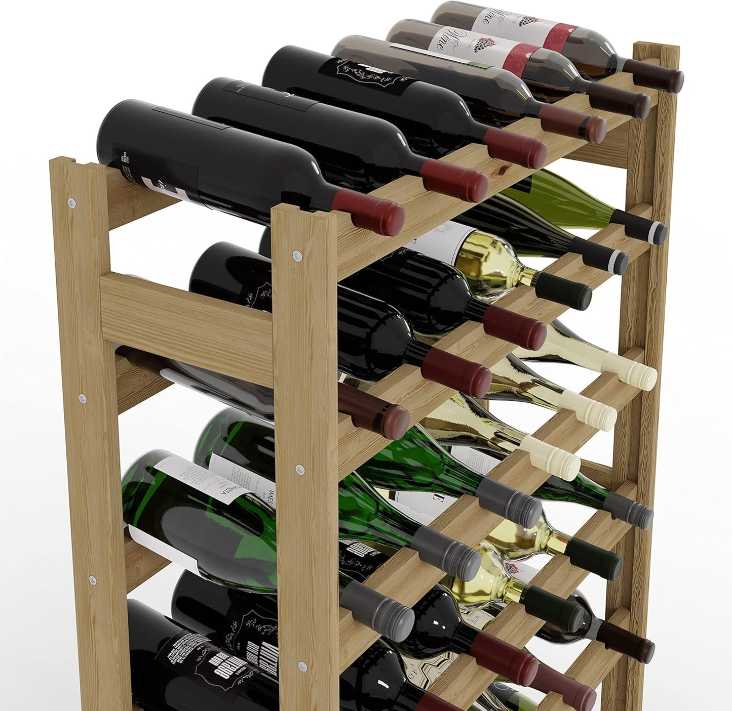 Weinregal für 42 Flaschen, Natur RW-1-42, 102 x 63 x 25, 7 liegen, für 42 Flaschen