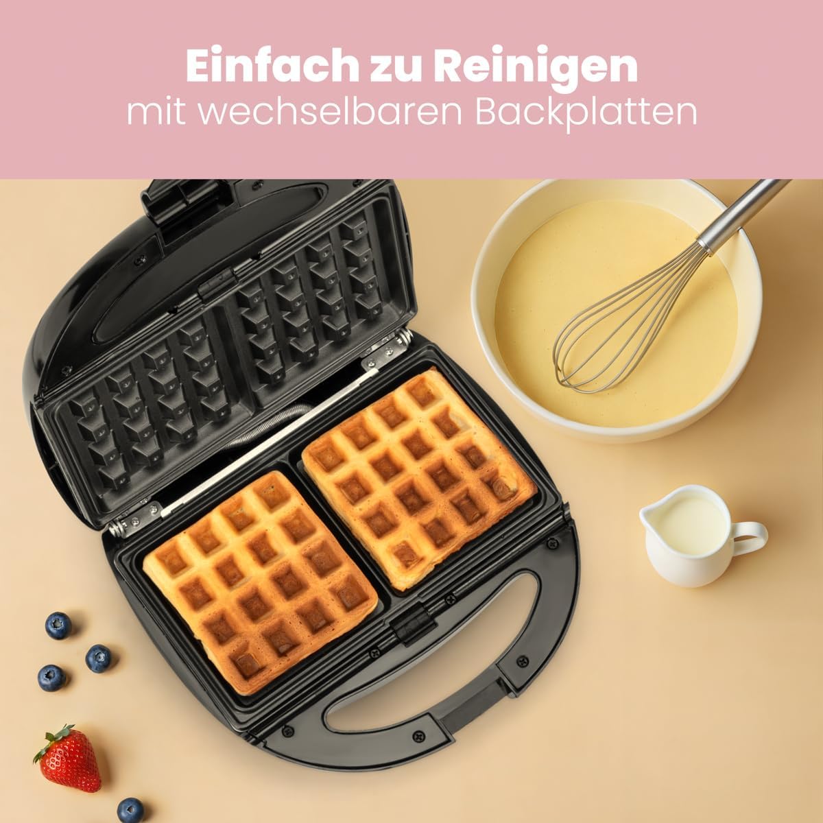 3-in-1-Multifunktionsgerät mit Toaster, Waffeleisen und Grill, Sandwichtoaster, Waffelautomat und Kontaktgrill