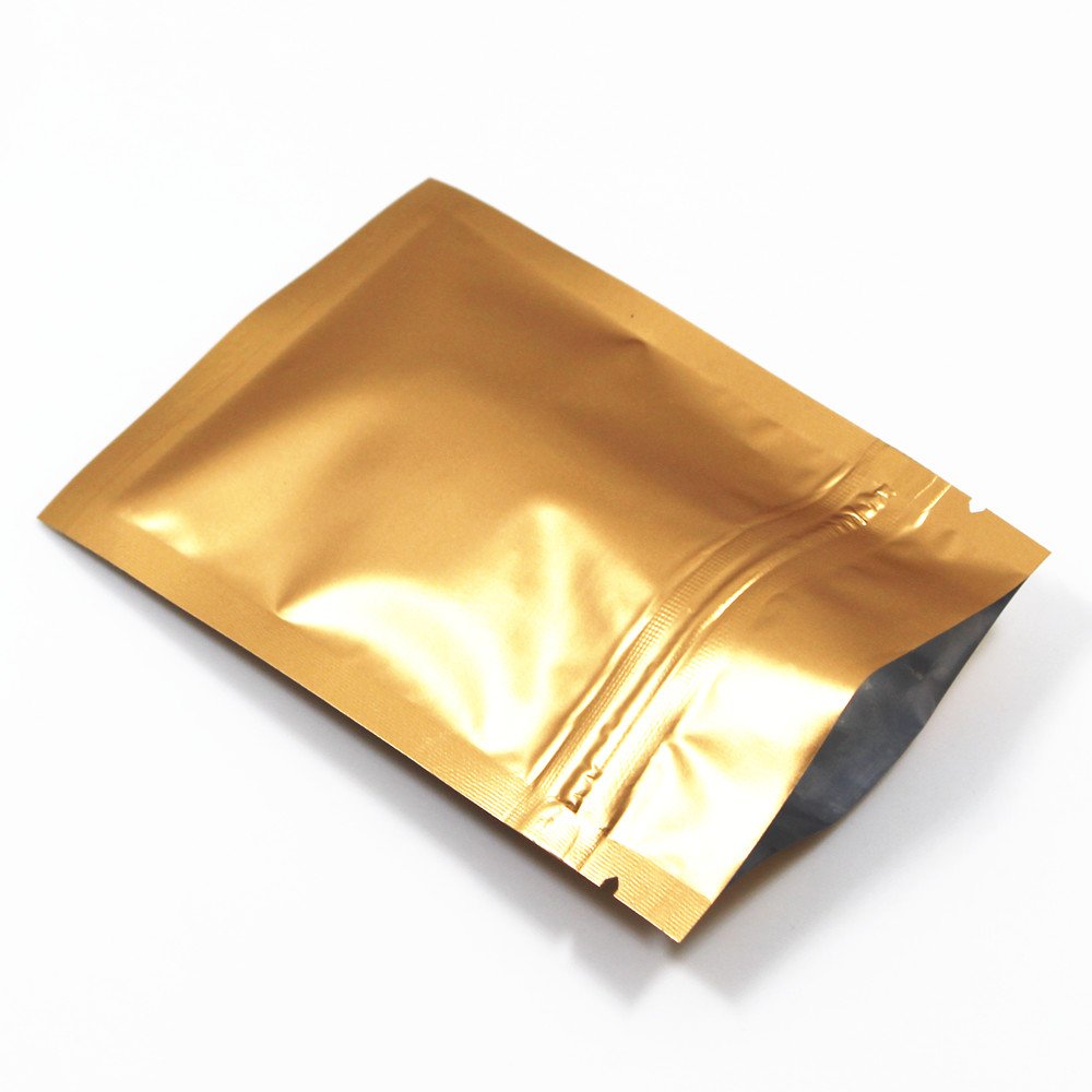 100 Stück Aluminiumfolie Verpackung, Matt Gold 12x18cm (4.7x7.1 inch)