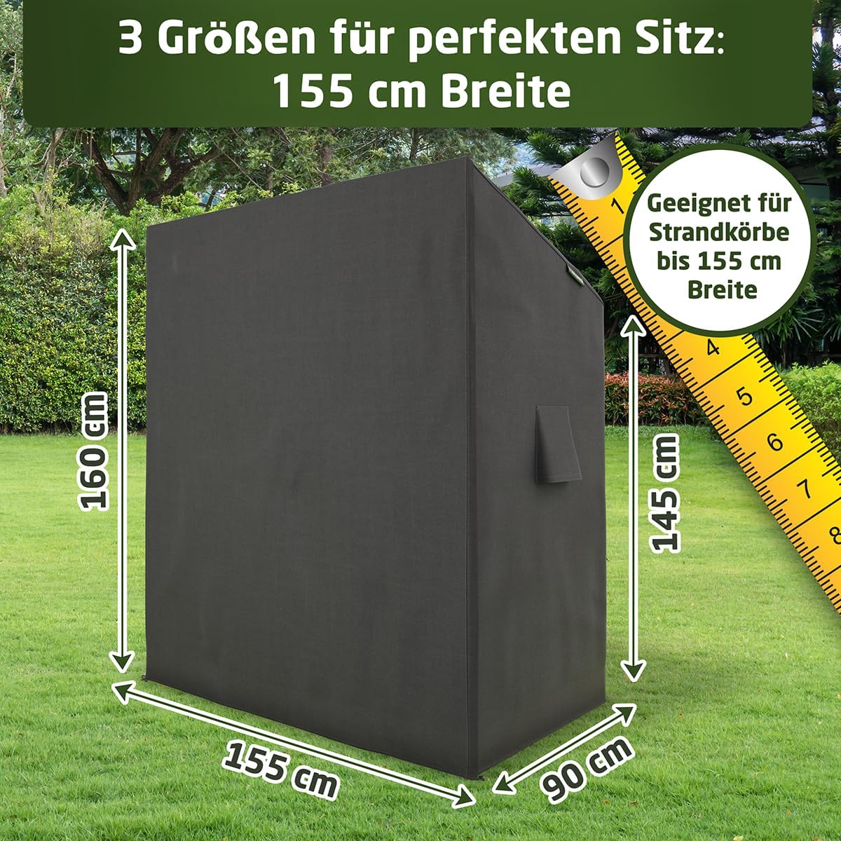 Strandkorb-Schutzhülle, 155 x 90 x 160 cm, Breite 155cm