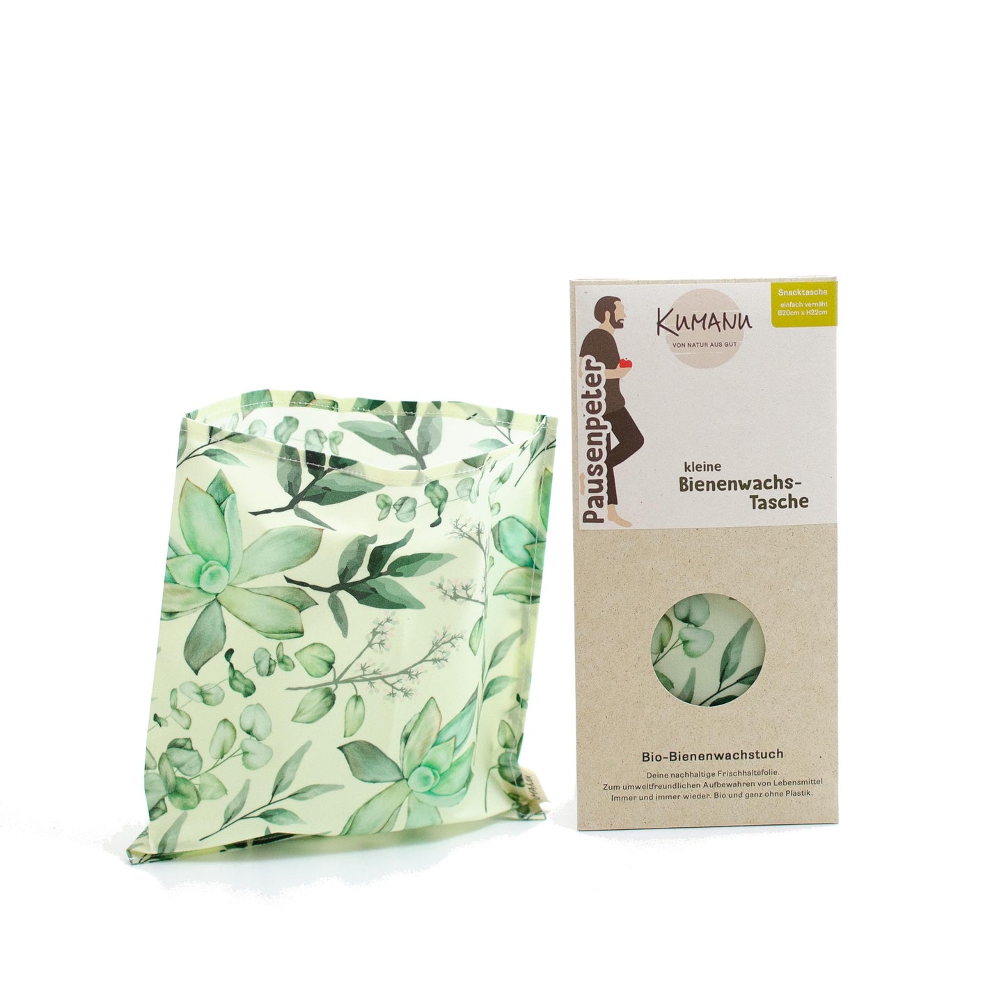 Bio-Bienenwachstuch Snacktasche Pausenpeter, Sukkulente