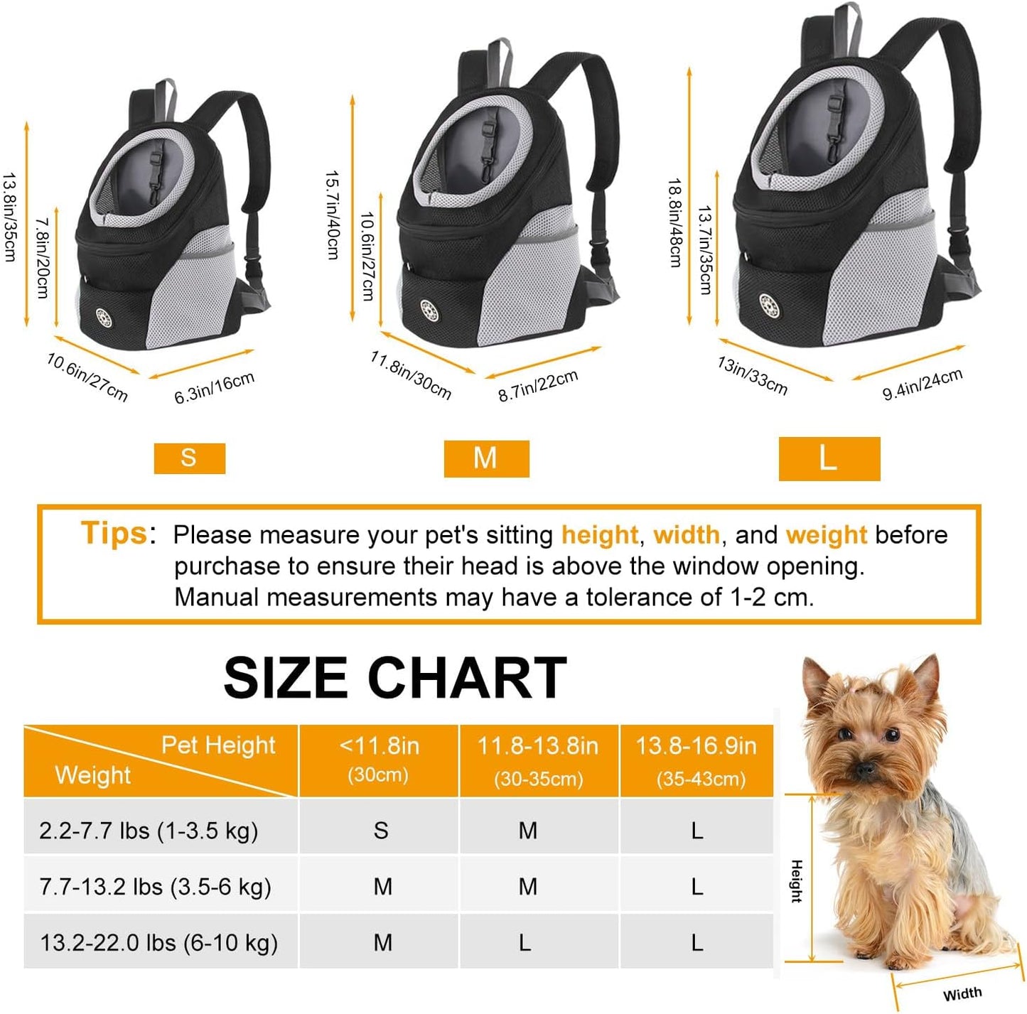 Hundetrage-Rucksack mit Head-Out-Design, M Schwarz