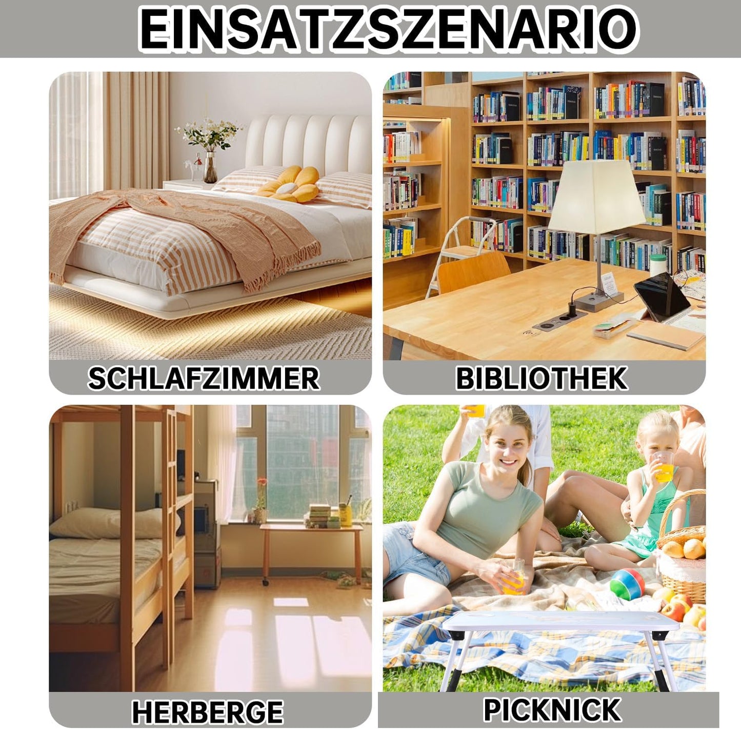 Laptop-Tisch mit klappbaren Beinen & Getränkehalter, Blau Bear