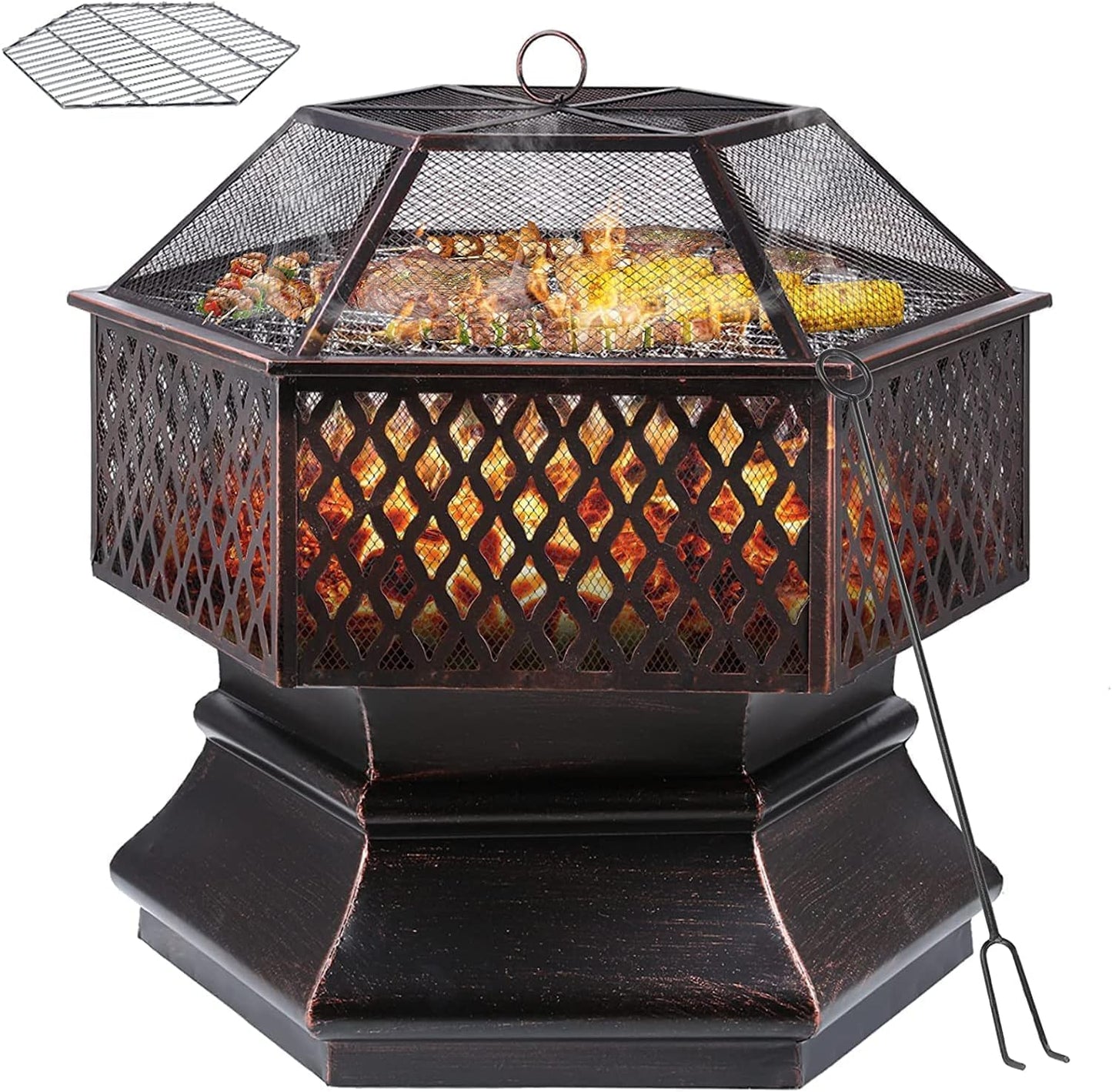 Feuerschale mit Grillrost, 26 Zoll - 66 * 66 * 63 cm