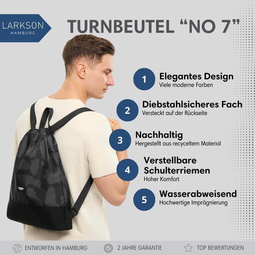 Turnbeutel No 7 mit Aussentasche, Grey Leo
