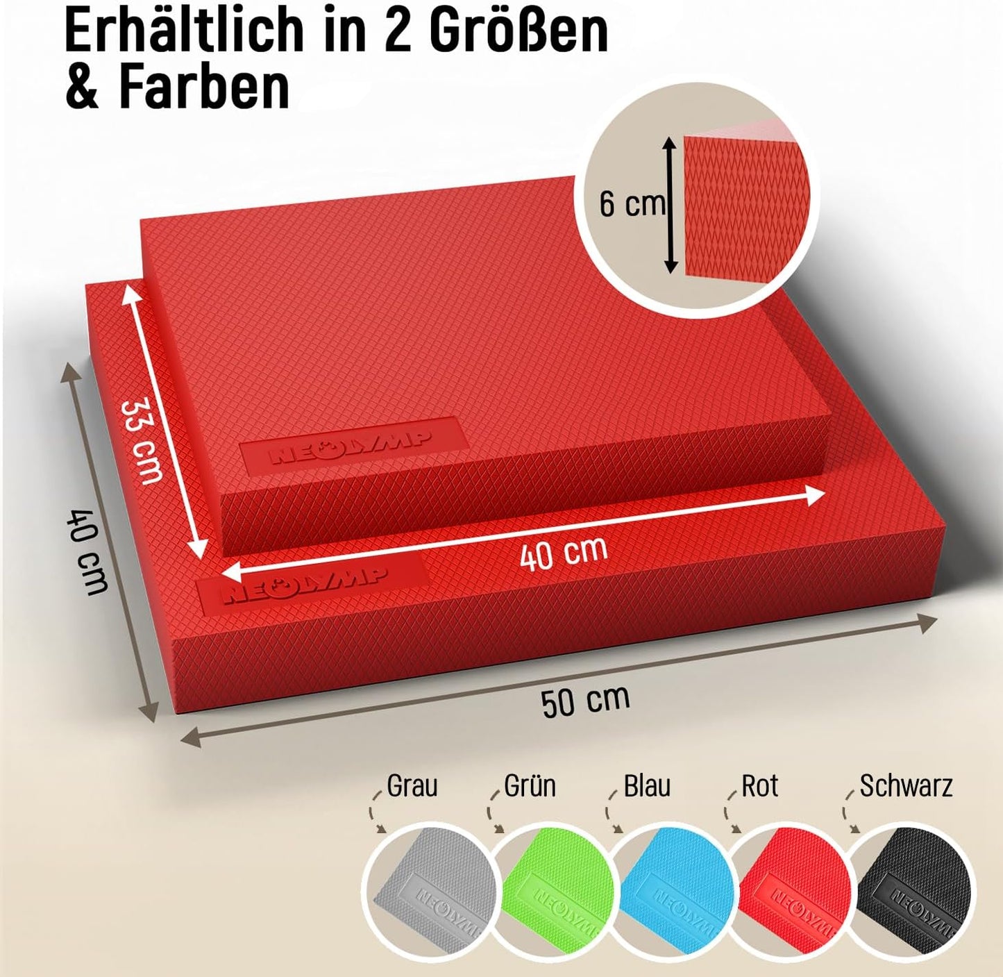 Rutschfestes Balance Pad für Yoga & Reha, Balance Pad rot 40 x 33 cm