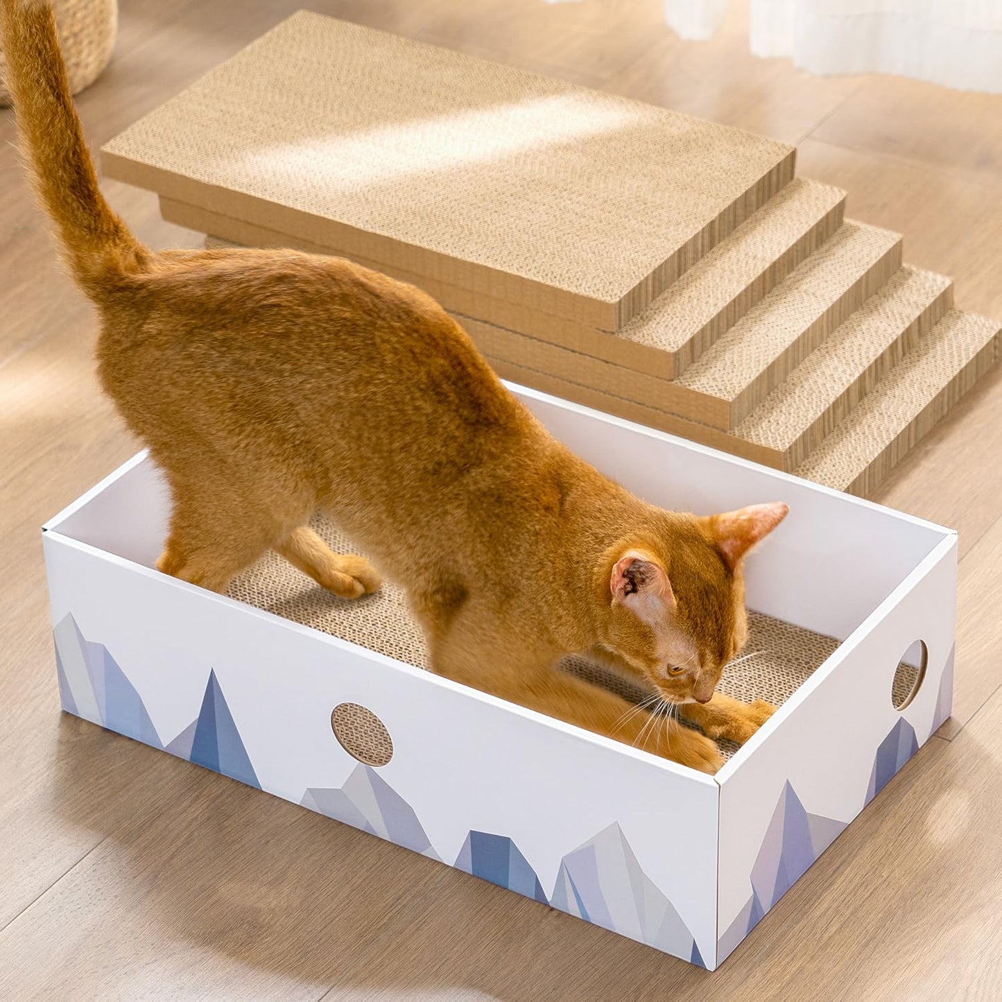 5er-Pack Kratzbrett für Katzen, M-5 Stück Weiss