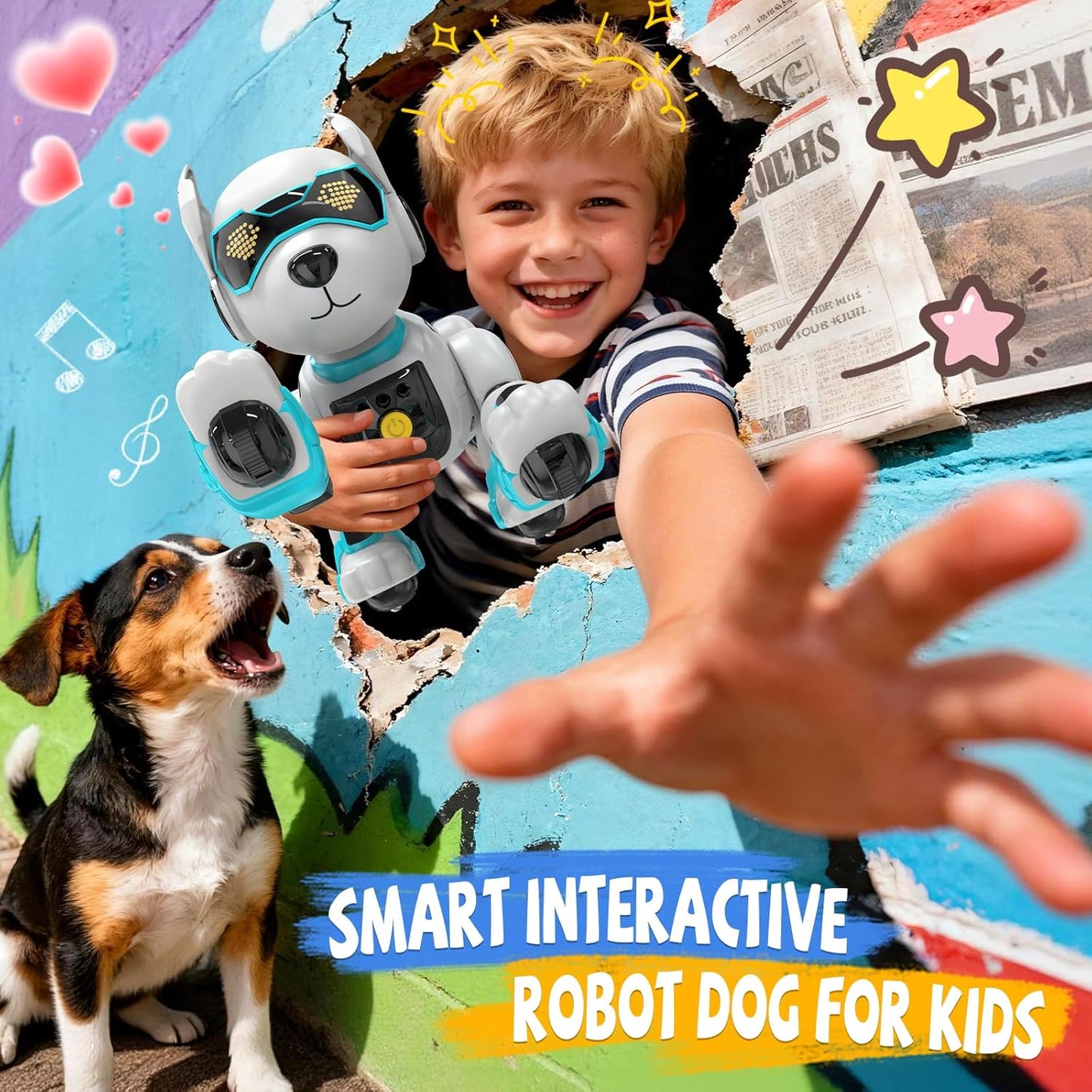 Ferngesteuerter Roboter Hund R27, Weiß Blau