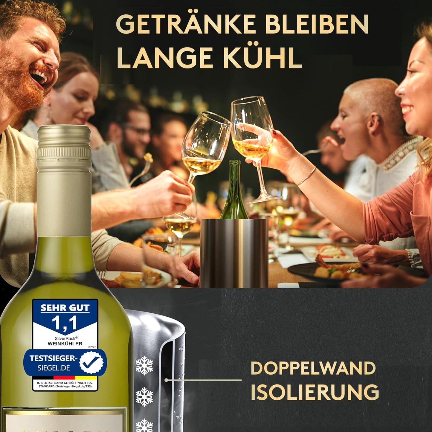 Weinkühler Edelstahl, Klein Weinflaschenkühler