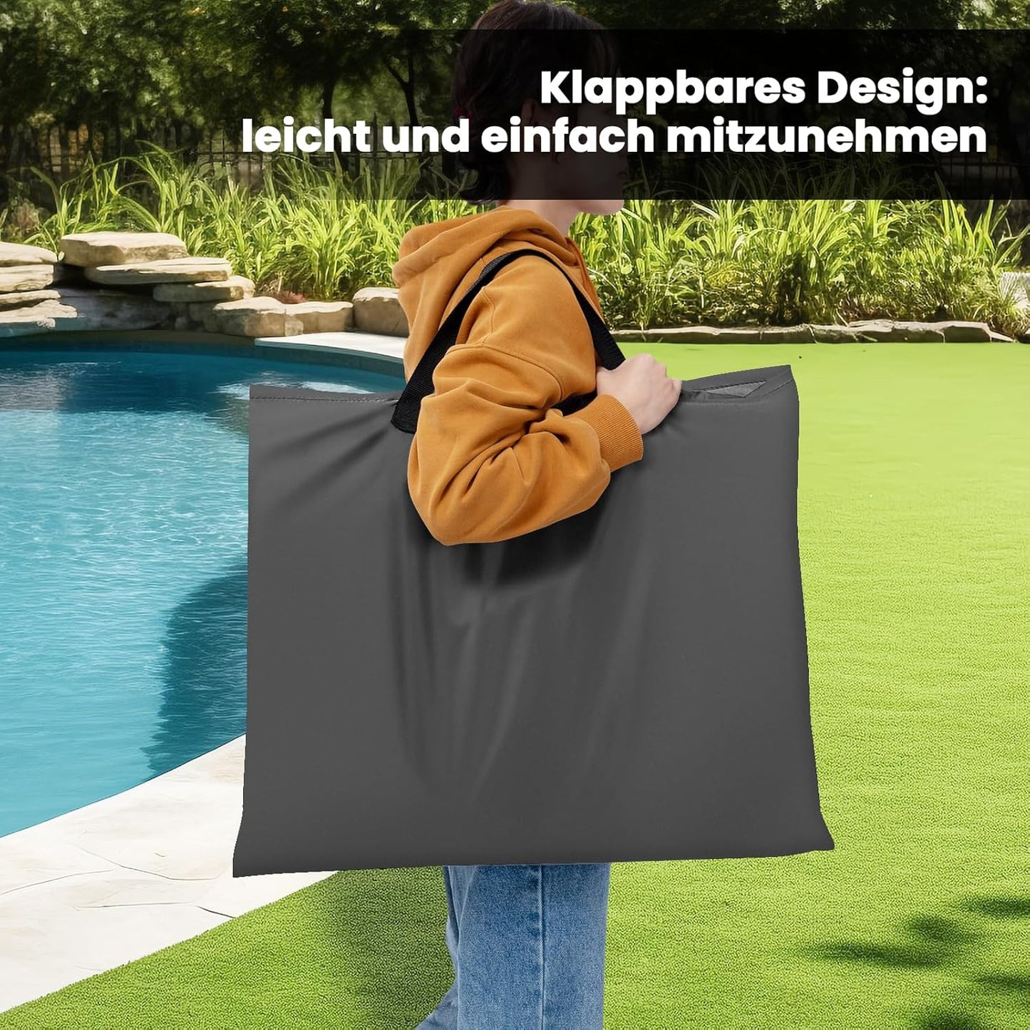 Strandmatte mit verstellbarer Rückenlehne, 1 Dunkelgrau