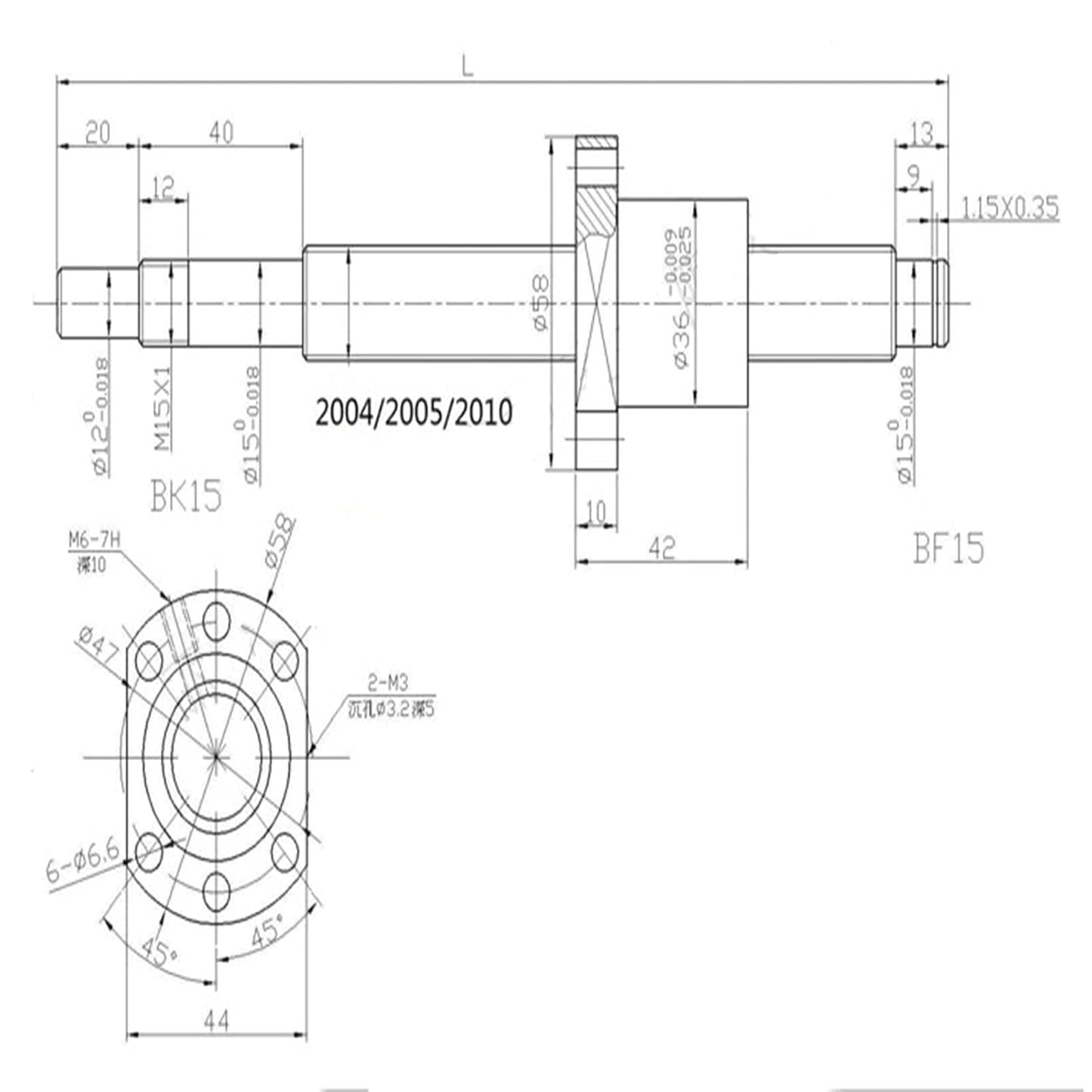 Kugelumlaufspindel-Set SFU2005 mit Unterstützung, 800mm Kugelumlaufspindelsatz