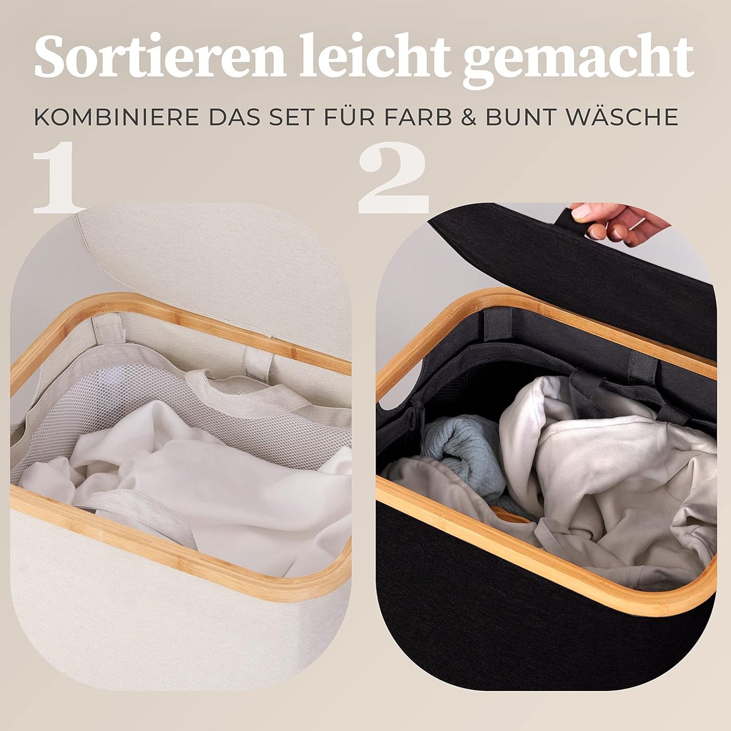 Wäschekorb mit Deckel, 100L 100l Schwarz